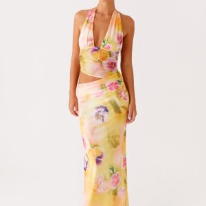 Main Act Halter Maxi Dress - Sunburst Floral
