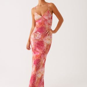 Kasey Midi Dress - Flamingo Fling