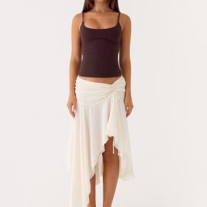 Abeda Asymmetrical Midi Skirt - Ivory