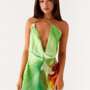 Aiva Mini Dress - Green Floral