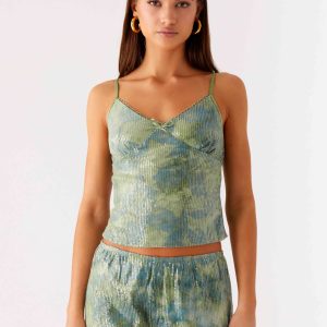 Ajean Sequin Cami Top - Lime Blood