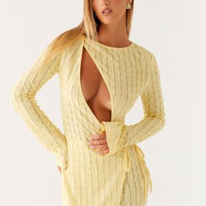 Alfie Mini Dress - Pastel Yellow
