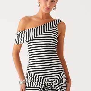 All Day Mini Dress - Black White Stripe