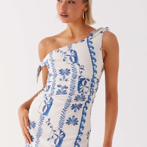 Amazonia Linen Mini Dress - Floral Wave