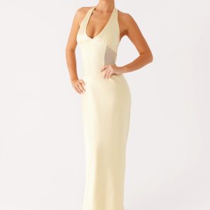 Ambre Mesh Panel Maxi Dress - Yellow