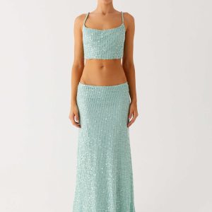 Amoura Sequin Cowl Top - Mint Sage