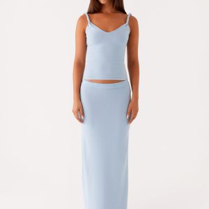 Anastasia Knit Maxi Skirt - Blue