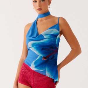 Andrina Cowl Neck Top - Oceania Bloom