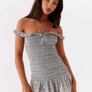 Anica Check Mini Dress - Grey Check