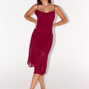 Anne Midi Dress - Deep Red