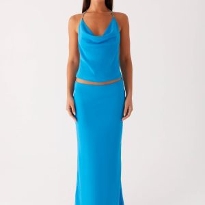 Another Life Chiffon Maxi Skirt - Turquoise