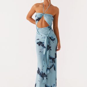 Antonia Maxi Dress - Black Blue Floral