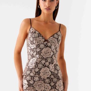 Apolina Sequin Cami Top - Chocolate