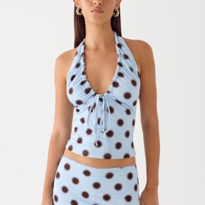 Ask You Twice Top - Blue Mocha Dot
