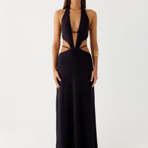 Astraeus Beaded Sequin Maxi Dress - Black