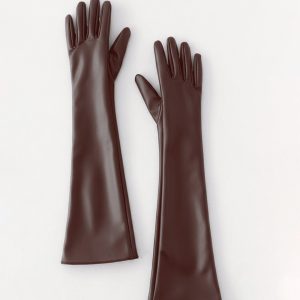 Attalina Faux Leather Gloves - Chocolate