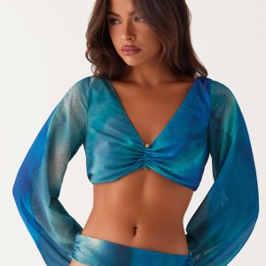 Austin Long Sleeve Top - Blue Tie Dye