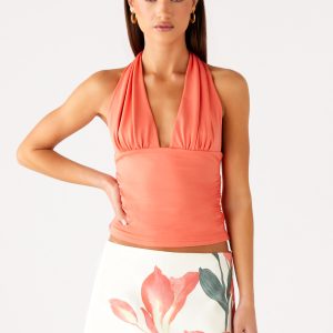 Avena Halter Top - Coral