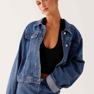 Back Again Oversized Denim Jacket - True Blue