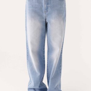 Back Again Straight Leg Denim Jeans - Light Wash Blue