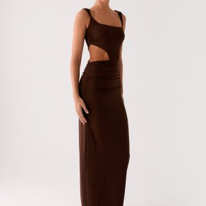 Balvin Cut Out Maxi Dress - Cool Chocolate