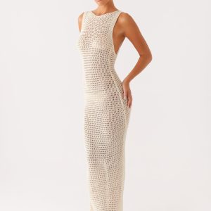 Beach House Crochet Maxi Dress - White