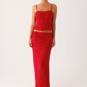 Bendita Maxi Skirt - Red Polka Dot