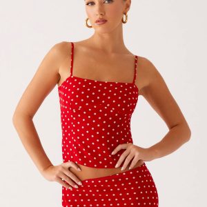 Bendita Top - Red Polka Dot