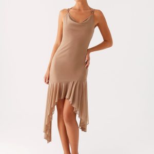 Bessie Midi Dress - Beige