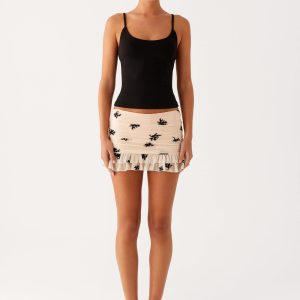 Blind Faith Flock Mini Skort - Cream