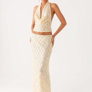 Bling It On Maxi Skirt - Ivory