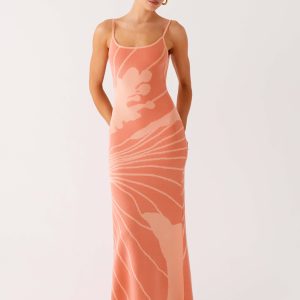 Bliss View Knit Maxi Dress - Peach