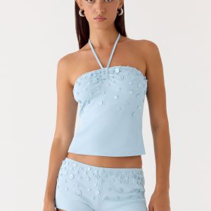 Bonita Button Top - Pale Blue