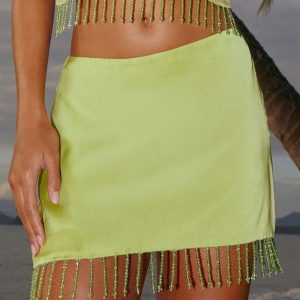 Bora Bora Beaded Mini Skirt - Lime