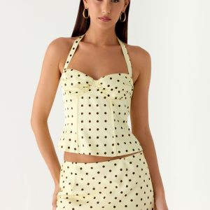 Breanne Top - Yellow Polka Dot