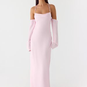 Breathe Me Long Sleeve Maxi Dress - Baby Pink