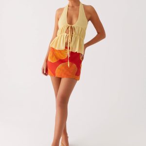 Breezy Palms Mini Skirt - Serene Orange