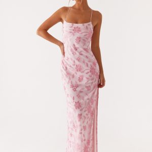 Bright Lights Beaded Maxi Dress - Pink