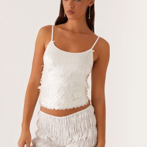 Britta Sequin Cami Top - White