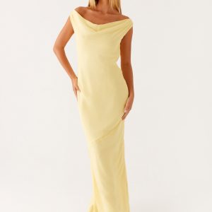 Brittany Chiffon Maxi Dress - Pastel Yellow