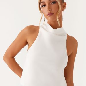 Brookie Satin Top - White