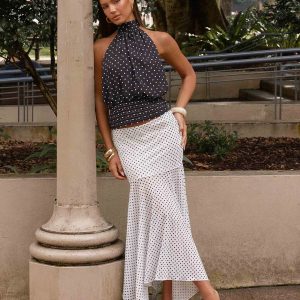 Buffy Maxi Skirt - White Polkadot