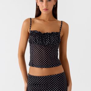 Buffy Top - Black Polkadot