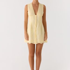 Burning Bright Mini Dress - Butter Yellow