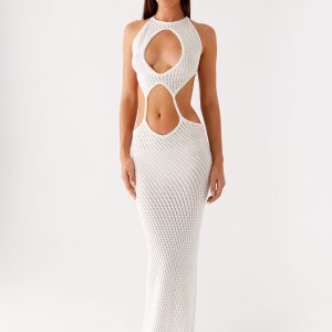 Caicos Crochet Maxi Dress - White
