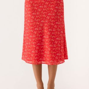 Calia Midi Skirt - Magenta Red Rose