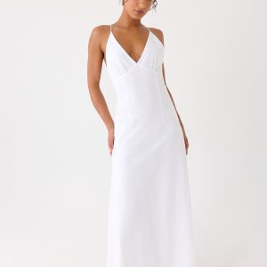 Calianna Linen Maxi Dress - White