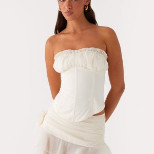 Call Me Never Strapless Corset Top - Ivory