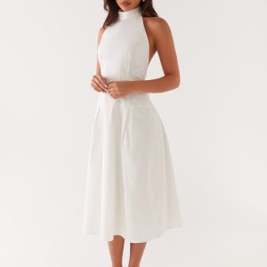 Calla Halter Midi Dress - White