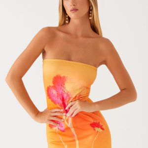 Caroline Mini Dress - Orange Floral